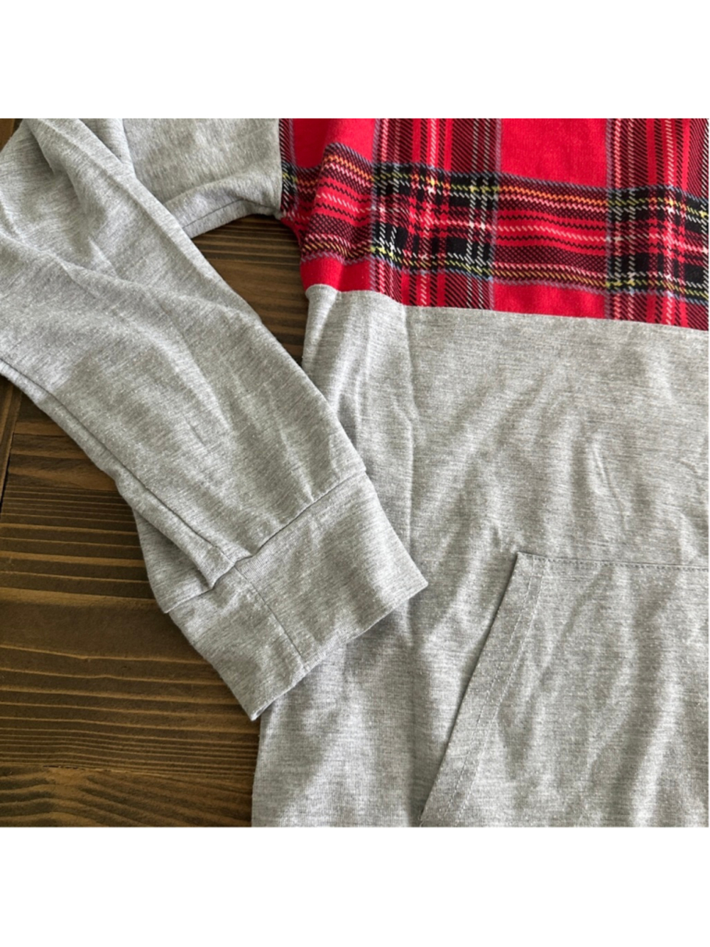 Womens Simply Southern Red Plaid Gray 1/4 Zip Thin Sweatshirt XXL Sequin Antlers - Picture 5 of 12